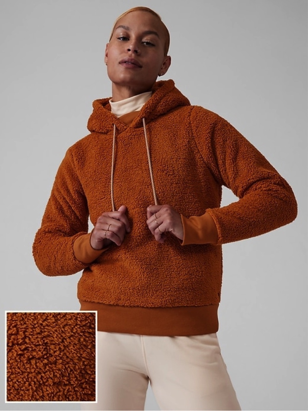 Athleta Burnt Orange Sherpa Hoodie